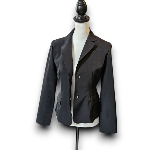 MCM (Authentic) Sleek Black Single Breasted Blazer Suit Lined Jacket, Size M/6-8 - Picture 2 of 10